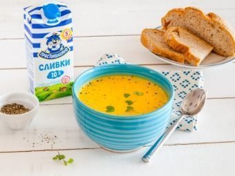 <br />
      Сливочный морковный суп с карри и зирой<br />
    